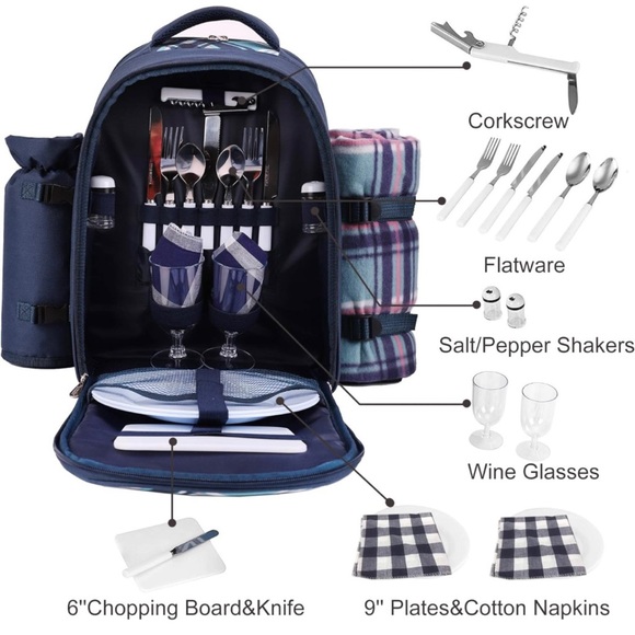 Apollo Backpack Picnic Set For Two - Picture 4 of 9